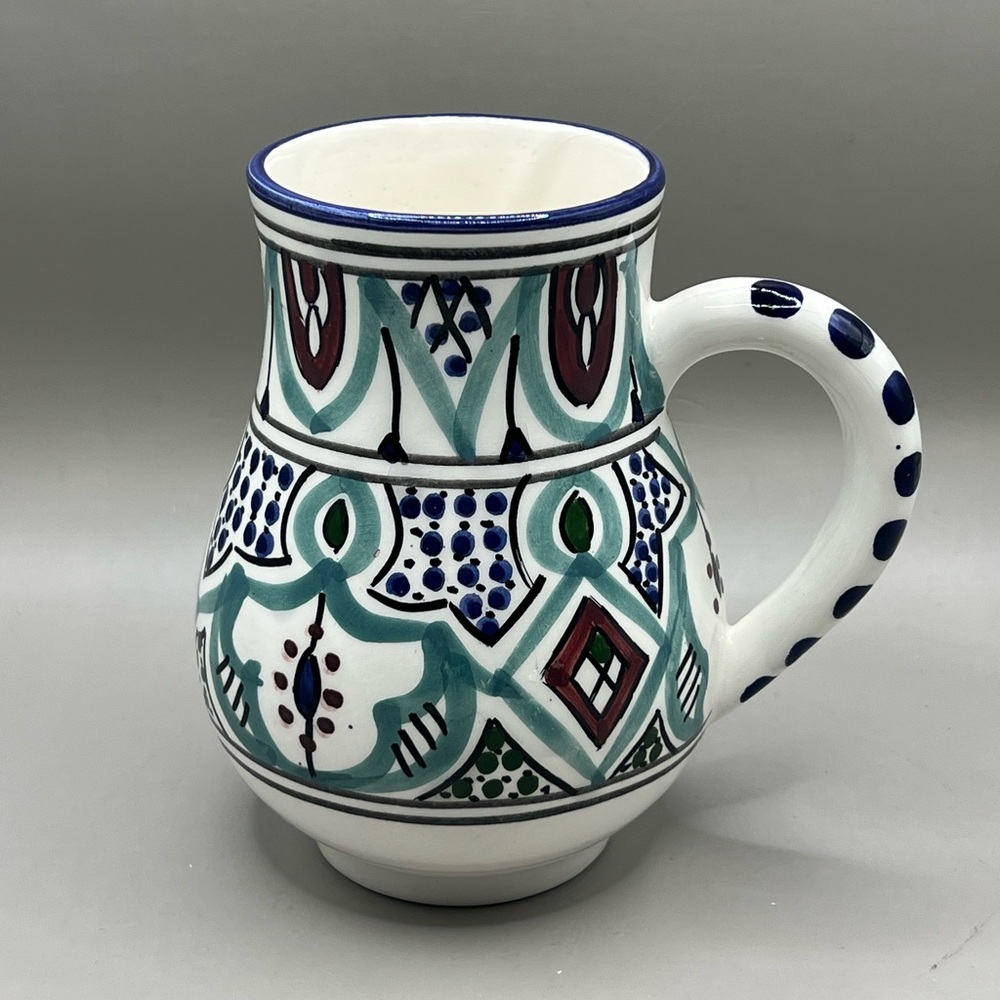 Le Souk Ceramique Large Hand Painted Mug Made In Tunisia 5.5”